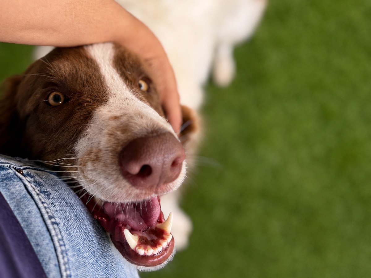 C&atilde;o recebendo carinho durante a hospedagem na PetSkill